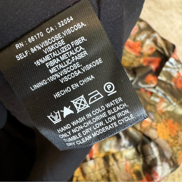 Anthropologie Caballero Metallic Floral Deep V-Neck Maxi Dress Brown Motif - Picture 16 of 16